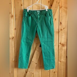 Free People cropped jean, size 31 emerald green
